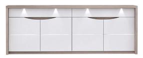 Komoda Forte Saint Tropez STZK2411B-T27, balta sp./smėlio ruda sp., 84.4 cm x 52.7 cm x 227.1 cm