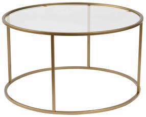 Kavos staliukas Nordure Aurum, skaidrus/aukso, 80 cm x 43 cm x 80 cm