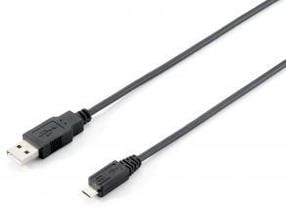Провод Equip USB 2.0 male, Micro USB male, 1.8 м, черный цв.