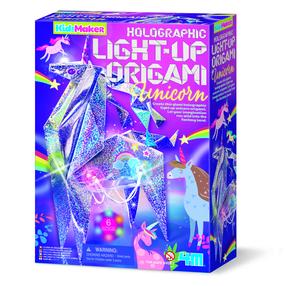 Popierinių figūrų gaminimo rinkinys, vienaragis 4M KidzMaker Light Up Origami, violetinė sp.
