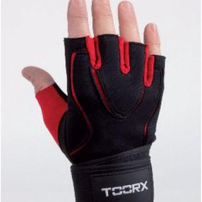 Pirštinės be pirštų Toorx Professional, juoda sp./raudona sp., M