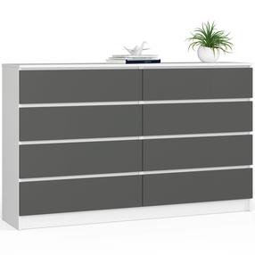 Prekė su pažeista pakuote. Komoda Akord Furniture Factory K160, balta sp./pilka sp., 99 cm x 160 cm x 40 cm