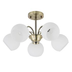 Светильник потолочный Candellux Lighting Nestor, E27, 5 x 40 Вт, белый цв. / латунный цв.