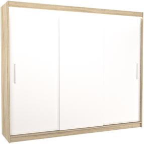 Spinta ADRK Antos LED, balta sp./sonoma ąžuolo sp., 58 cm x 250 cm x 215 cm