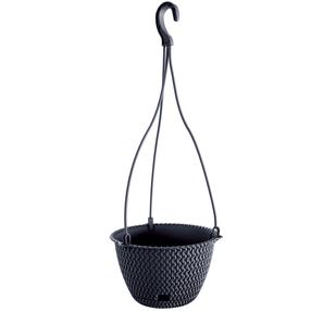 Rippuv lillepott Prosperplast Splofy, plastik, Ø 27 cm, antratsiit v.