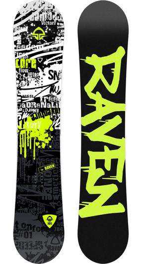 Snieglentė Raven Core Junior, juoda sp./žalia sp., 145 cm x 28.8 cm