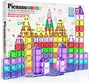 Magnētiskais konstruktors Picasso Tiles Mini Diamond Travel PTM80, 80 gab., daudzkrāsaina