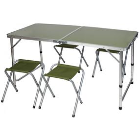 Stovyklavimo stalas Enero, sidabro sp./žalia sp., 120 cm x 60 cm x 60 cm