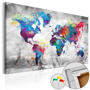 Kamštinė reprodukcija Artgeist World Map: Grey Style, k-a-0179-p-d, 120 cm x 80 cm