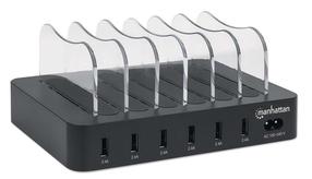 Dokstacija Manhattan 6-Port USB Charging Station, melna krās.