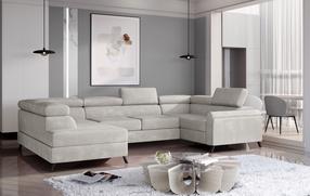 Kampinė sofa Escada Paros 02, šviesiai ruda sp., kairinė, 200 x 330 cm x 98 cm