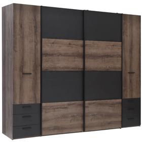 Spinta Forte Baveno BVNS424D2-N09, juoda sp./tamsaus ąžuolo sp., 61 cm x 270 cm x 223 cm