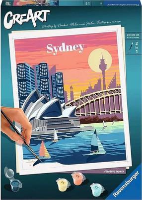 Tapymas pagal skaičius Ravensburger CreArt Sydney, mėlyna sp./oranžinė sp., 24 x 30 cm