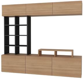 Svetainės baldų komplektas Kalune Design Sasa, vidaus, ruda sp./juoda sp.