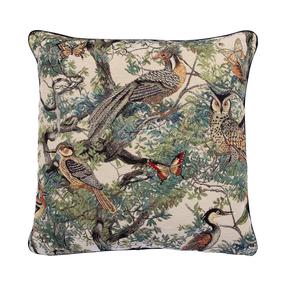 Dekoratyvinė pagalvėlė Home4you Holly Birds In The Forest, ruda sp./žalia sp., 45 cm x 45 cm