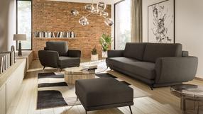 Baldų komplektas Megis 3F & 1F & Pouf, vidaus, tamsiai ruda sp.