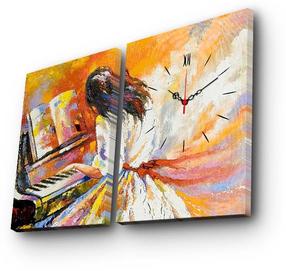 Pulkstenis - bilde Wallity Canvas 2P3040CS-75, sarkana krās./dzeltena krās., 64 cm x 40 cm