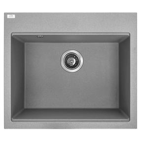 Virtuvinė plautuvė Laveo Tau SBT_510Y, Grey, granitas, 57 cm x 50 cm x 20 cm, pilka sp.