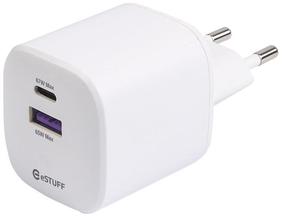 Зарядное устройство для телефона Estuff INFINITE, USB Type C/USB Type A, белый цв., 67 Вт