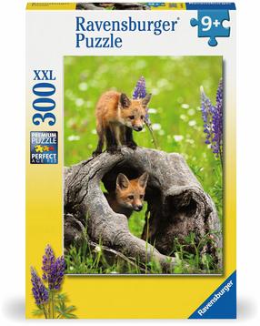 Dėlionė Ravensburger Curious Foxes, 49 cm x 36 cm, 300 vnt., ruda sp./žalia sp./oranžinė sp.