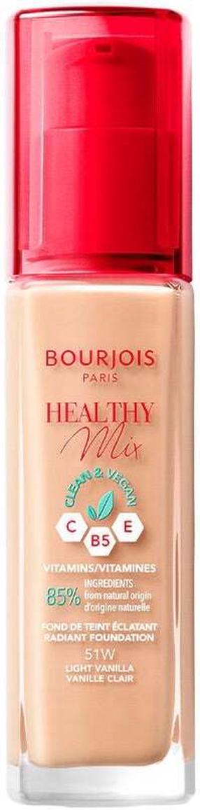Šķidrā grima bāze Bourjois Paris Healthy Mix, 51w light vanilla, 30 ml