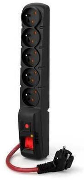 Pikendusjuhe Acar F5 Power W2291, 3 x 1,5 mm², 5 m, 5 pesa, lülitiga, must v./punane v.