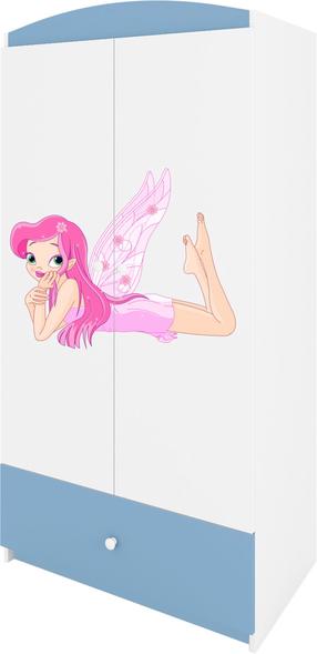 Vaikiška spinta Kocot Kids Babydreams Fairy With Wings, mėlyna sp./balta sp., 90 cm x 52 cm x 175.5 cm