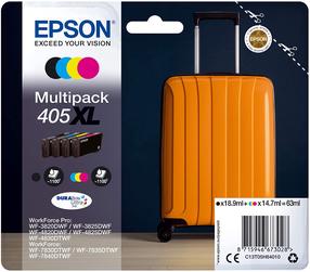 Tintes printera kasetne Epson Multipack 405XL, dzeltens krās./melns krās./fuksīna (magenta) krās., 63 ml
