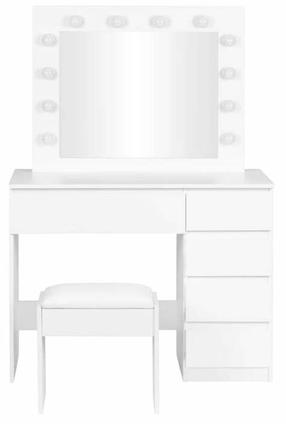 Kosmetinis staliukas ModernHome MRDT10-MW, balta sp., 140 cm x 94.5 cm x 43 cm