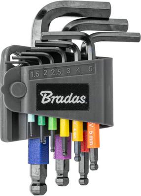 Šešiakampių raktų rinkinys Bradas DIY-HKB71-SH/B, šešiakampis, 9 vnt.