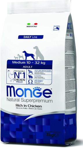 Sausas šunų maistas Monge Medium Adult Rich in Chicken, vištiena, 3 kg