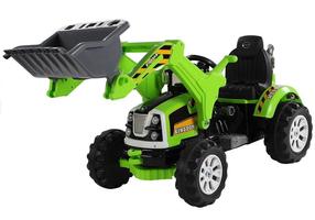 Bērnu elektriskais traktors Lean Toys Backhoe Loader, zaļa krās.