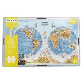 Medinė dėlionė Buki Physical World Map Hemispheres, 29 cm x 41 cm, 120 vnt., įvairių spalvų