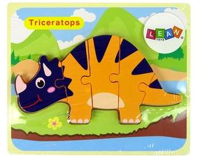 Puidust pusle Lean Toys Triceratops 10343, 18 cm x 16 cm, oranž v.