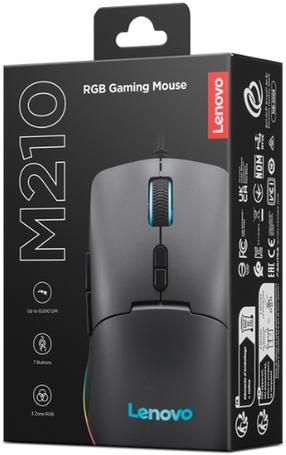 Vadu spēļu pele Lenovo M210 (GY51M74265), usb type-a, melna krās.
