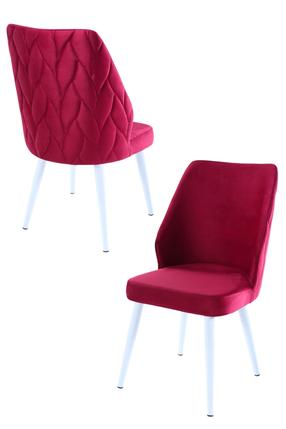 Kėdžių rinkinys Kalune Design Pufi 107BCK1244, matinė, balta sp./tile red sp., 43 cm x 48 cm x 90 cm, 2 vnt.
