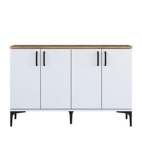 Komoda Kalune Design JE162, balta sp./riešuto sp., 78.6 cm x 40 cm x 120 cm
