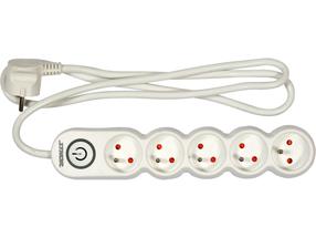 Pikendusjuhe Sthor 72356, 3 x 1,5 mm², 1.5 m, IP20, 5 pesa, lülitiga, valge v.