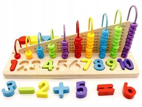 Lavinimo žaislas, medinis abacus su skaičiais EcoToys, 15.5 cm, įvairių spalvų
