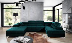 Kampinė sofa Eduardo Kronos 04, tamsiai žalia sp., dešininė, 202 x 345 cm x 90 cm