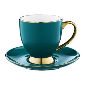 Puodelis su lėkštute Ambition Royal Turquoise and gold, turkio sp., 0.220 l