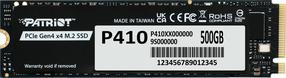 Kõvaketas (SSD) Patriot P410, M.2 2280, 500 GB