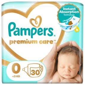 Mähkmed Pampers Premium Care, 0 suurus, 1 - 3 kg, 30 tk