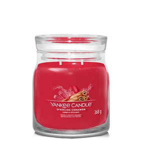 Ziemassvētku svece, aromātiskā Yankee Candle Sparkling Cinnamon, 368 g, sarkana krās.