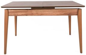 Galds izvelkams Kalune Design Sigma 993, balts krās./valriekstu krās., 130 - 166 cm x 130 cm x 70 cm