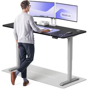 Kompiuterio stalas reguliuojamo aukščio Desktronic HomePro, 180 cm x 80 cm, 61 - 125.5 cm, juoda sp./pilka sp.