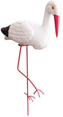 Sodo dekoracija "Gandras" Besk Garden Stork 4750959113196, 32 cm x 13 cm x 53 cm, balta sp./juoda sp./raudona sp.