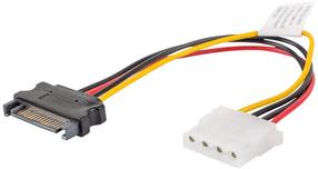 Adapteris Lanberg 4 pin Molex female, SATA 15 pin male, 0.15 m, juoda sp.