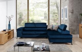 Kampinė sofa Eridano Monolith 77, tamsiai mėlyna sp., dešininė, 202 x 275 cm x 90 cm