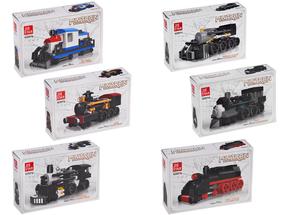 Konstruktorius Mini Train, 77 vnt., (spalva/dizainas parenkami atsitiktine tvarka)